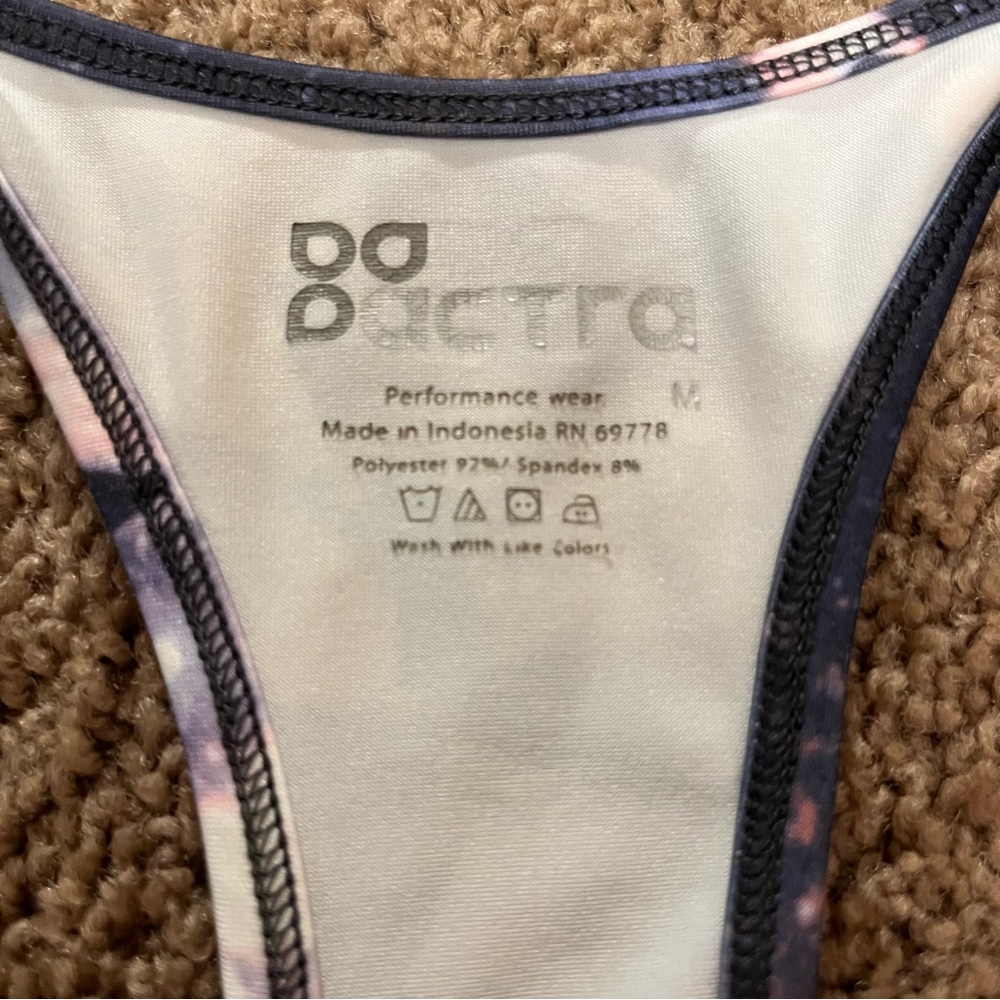 Purple, Pink/Orange/Salmon, White, and Black Galaxy Patterned Actra Tank Top - Picture 3 of 3